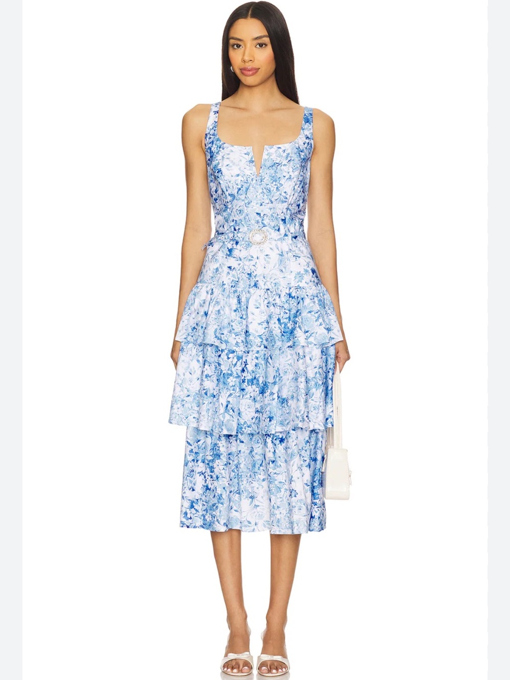 Generation Love Celeste Floral Cotton Poplin Drop Waist Belted Midi Dress NEW - Picture 2 of 4